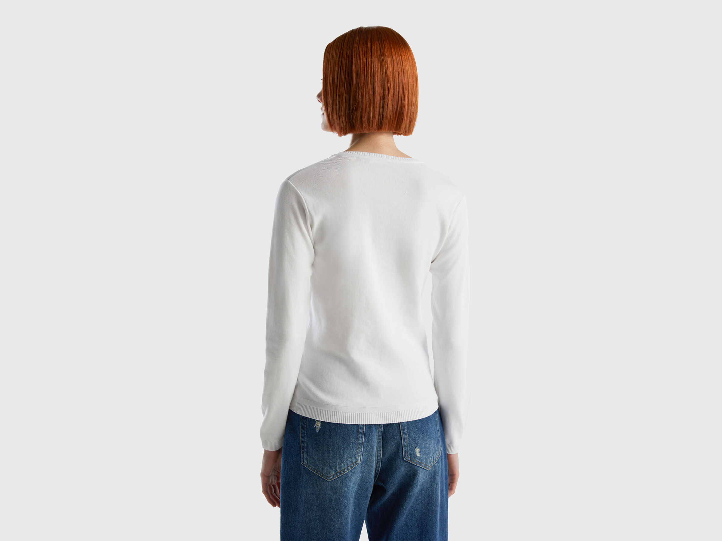 Pulli aus reiner Baumwolle mit V-Ausschnitt image number 2