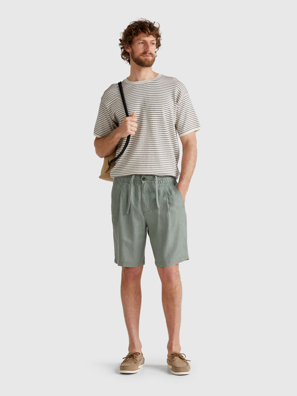 Bermudashorts mit Kordelzug aus reinem Leinen Herren