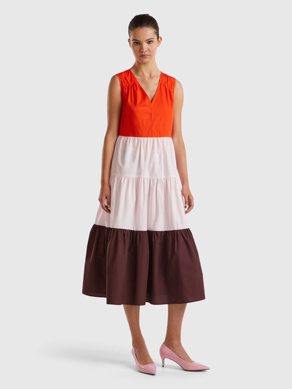 Color-Block-Kleid mit Volants Damen