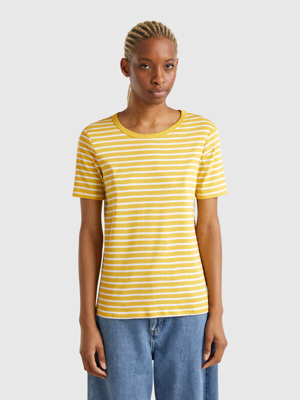Gestreiftes T-Shirt mit Rundhalsausschnitt Damen