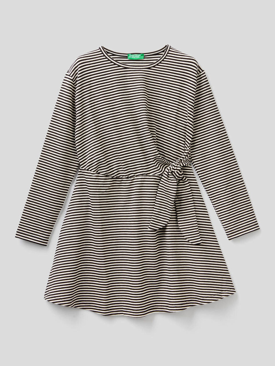 Gestreiftes Kleid mit Masche am Bund image number 1