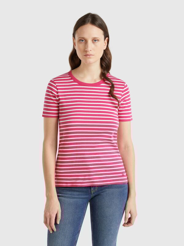 Gestreiftes T-Shirt mit Rundhalsausschnitt Damen