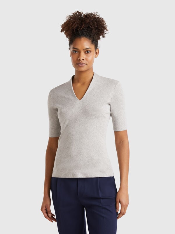 Schmal geschnittenes T-Shirt aus langfaseriger Baumwolle Damen