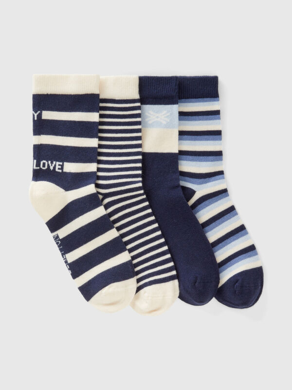 Set mit Jacquard-Socken mit Streifen in Blau