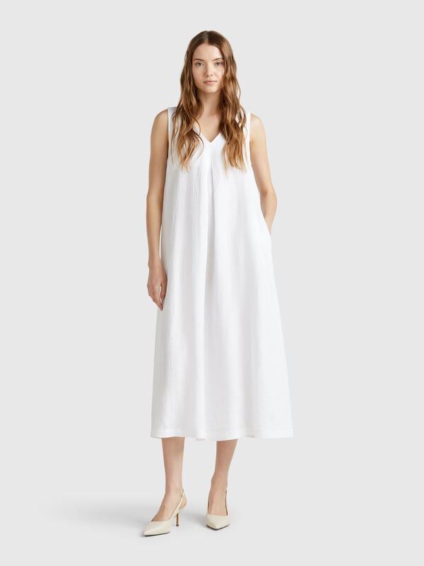 Ärmelloses Kleid aus reinem Leinen Damen