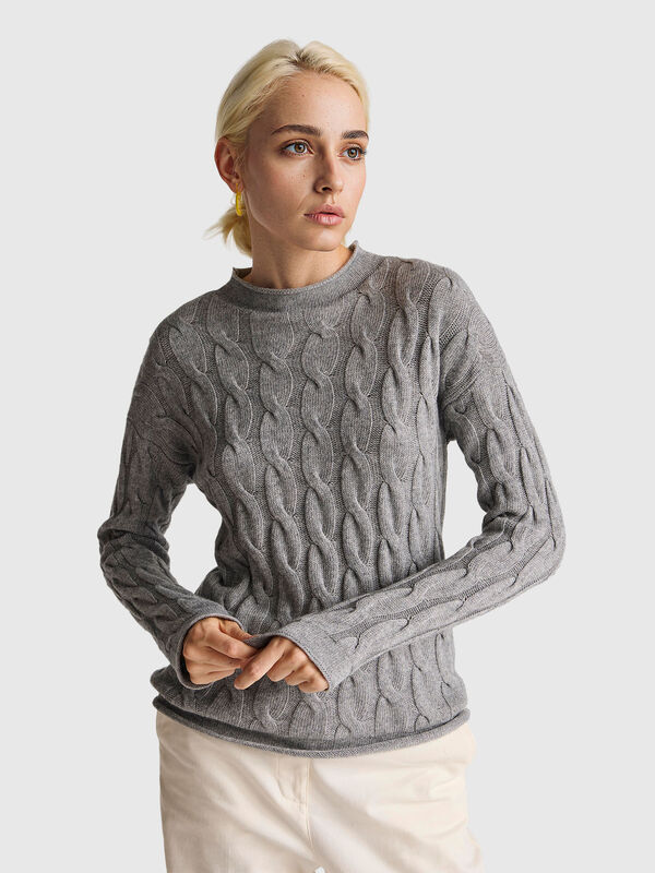 Zopfmusterpullover aus Kaschmirmischung Damen