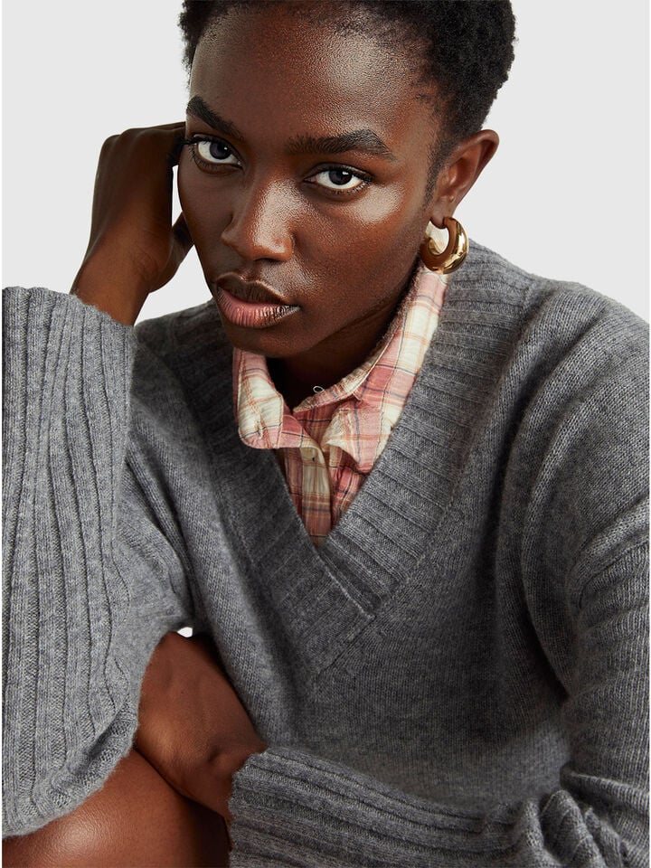 V NECK SWEATER L/S Damen