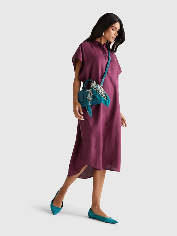 Midikleid aus reinem Leinen Damen