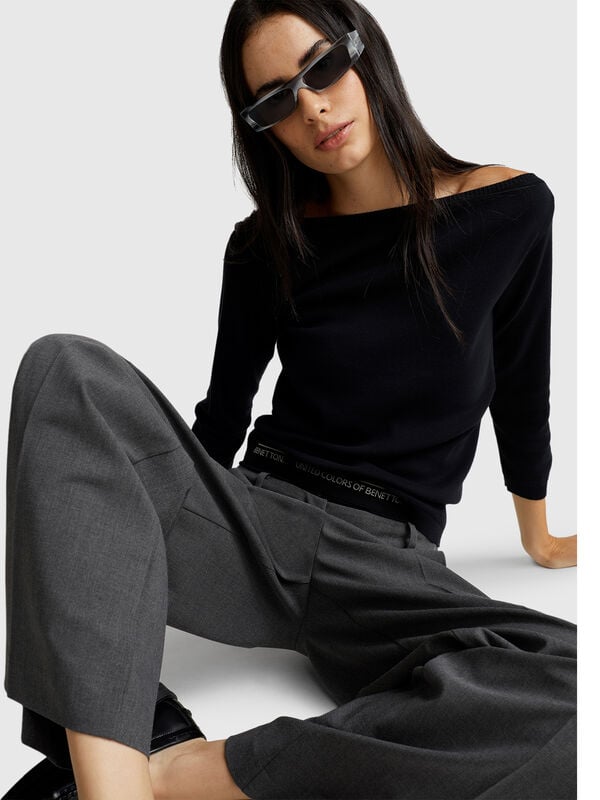 Pullover mit U-Boot-Ausschnitt Damen