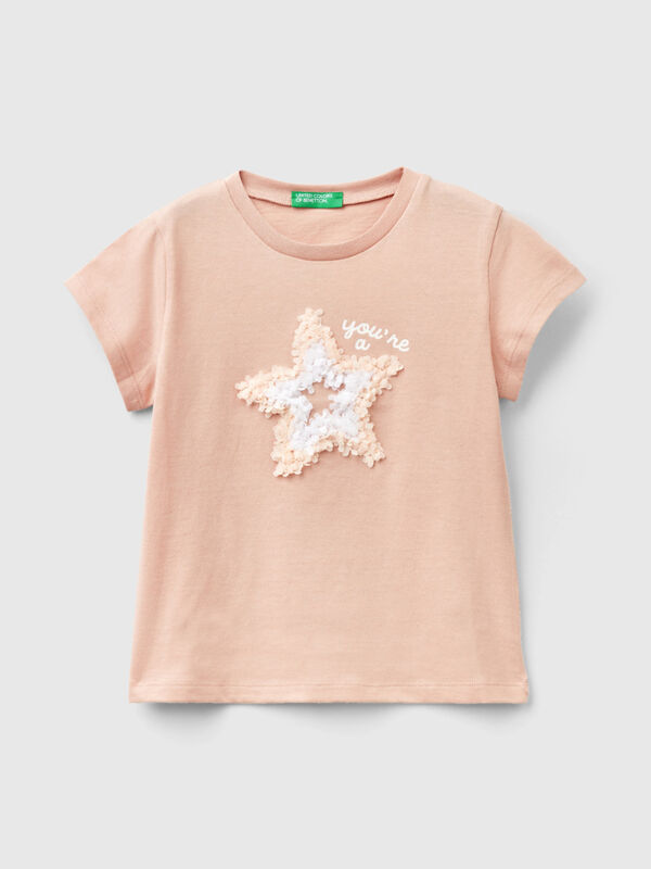 T-Shirt mit Applikationen mit Blütenblatteffekt Mädchen