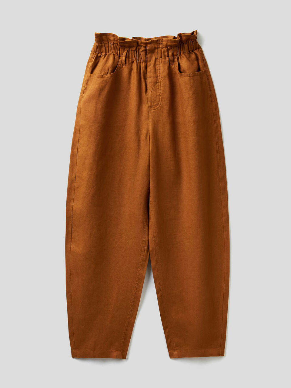 Hose aus reinem Leinen mit gerafftem Bund image number 1