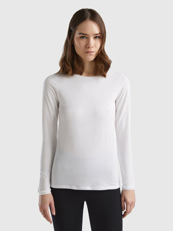 Langärmeliges T-Shirt aus superstretchiger Bio-Baumwolle Damen