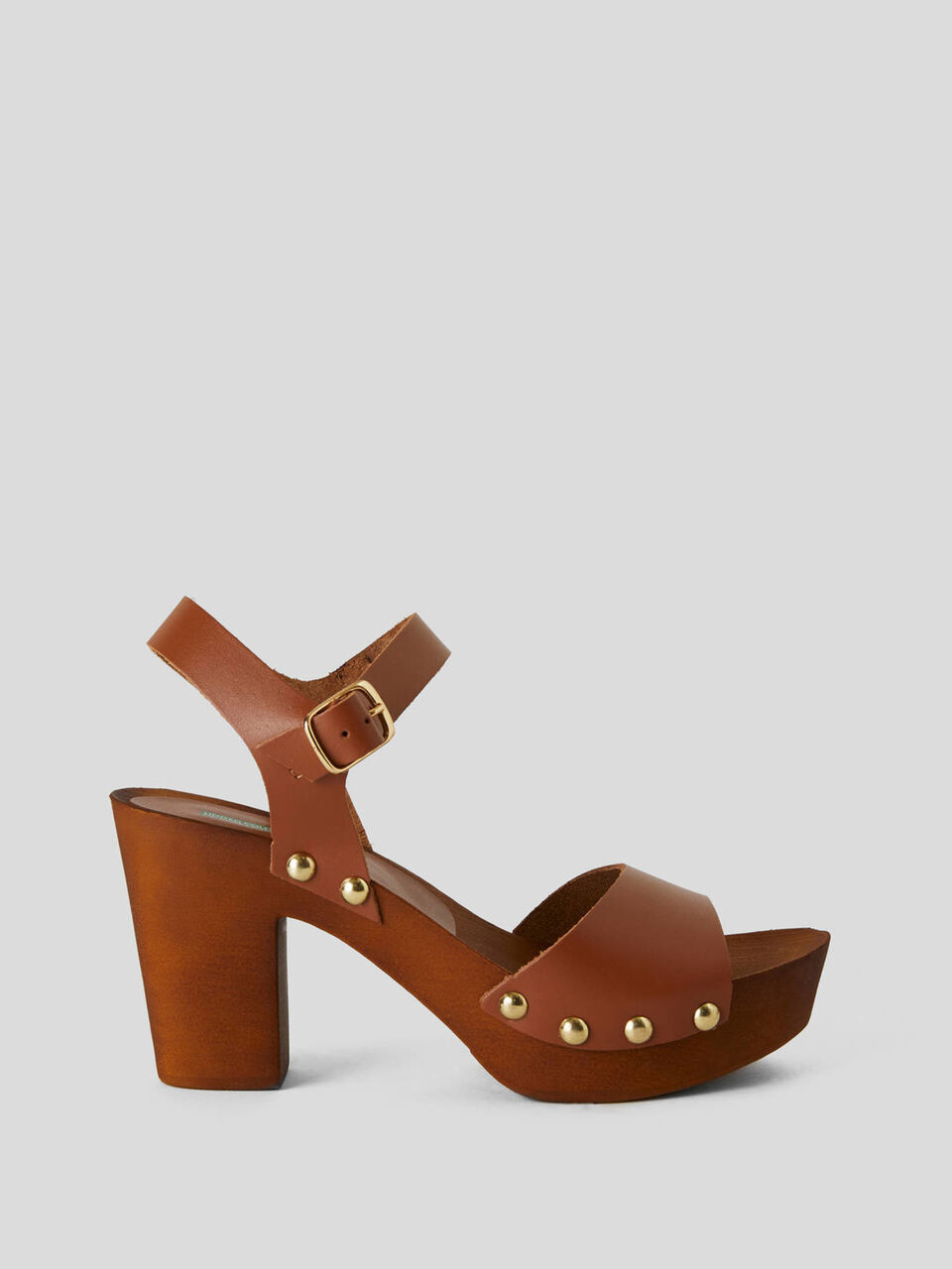 Holzschuhe mit echtem Leder und Nieten image number 1