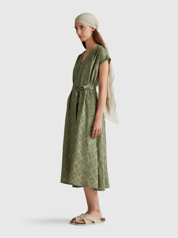 Bedrucktes Leinenkleid Damen