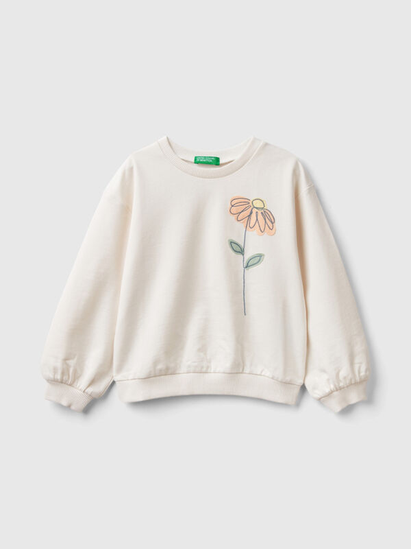 Sweatshirt mit Blumenstickerei Mädchen