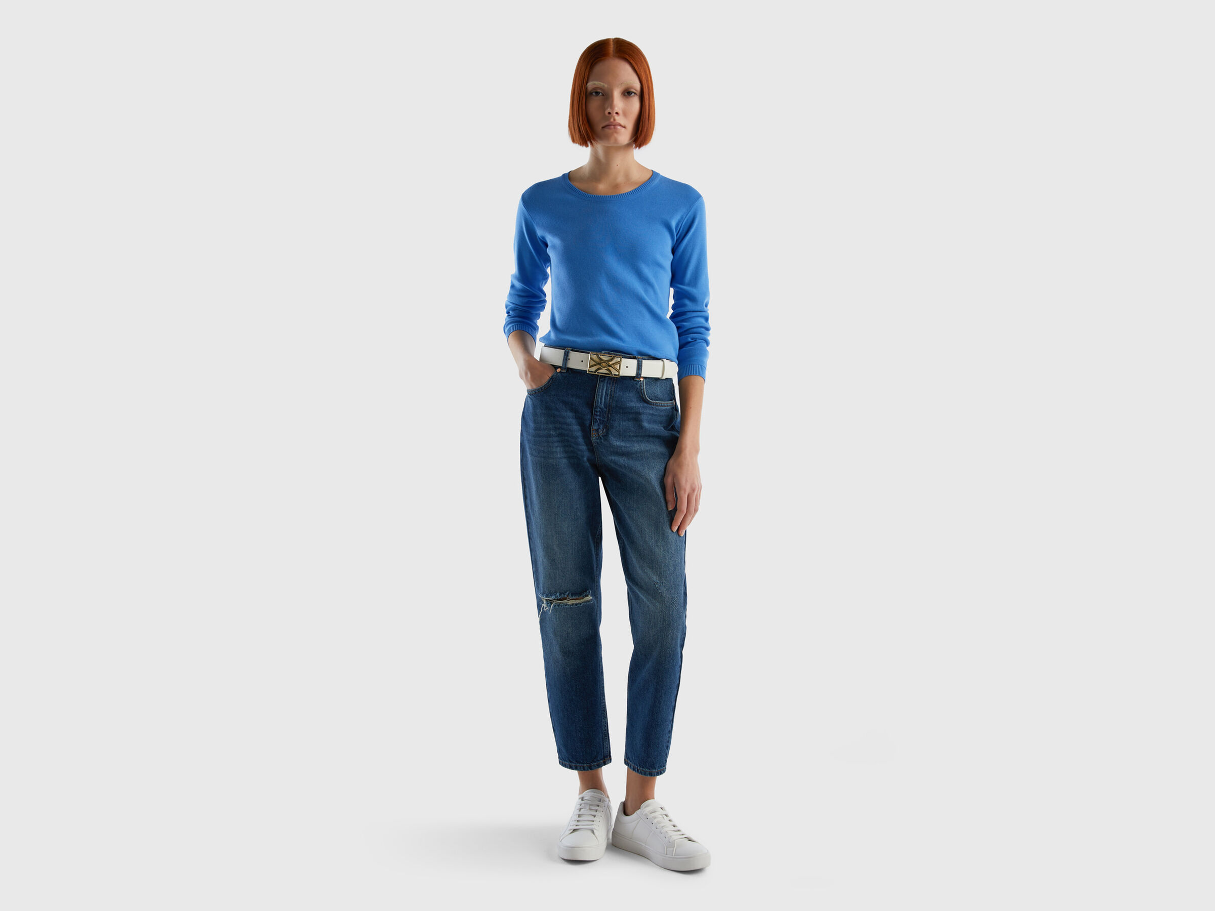 Pullover mit rundem Ausschnitt aus reiner Baumwolle image number 3