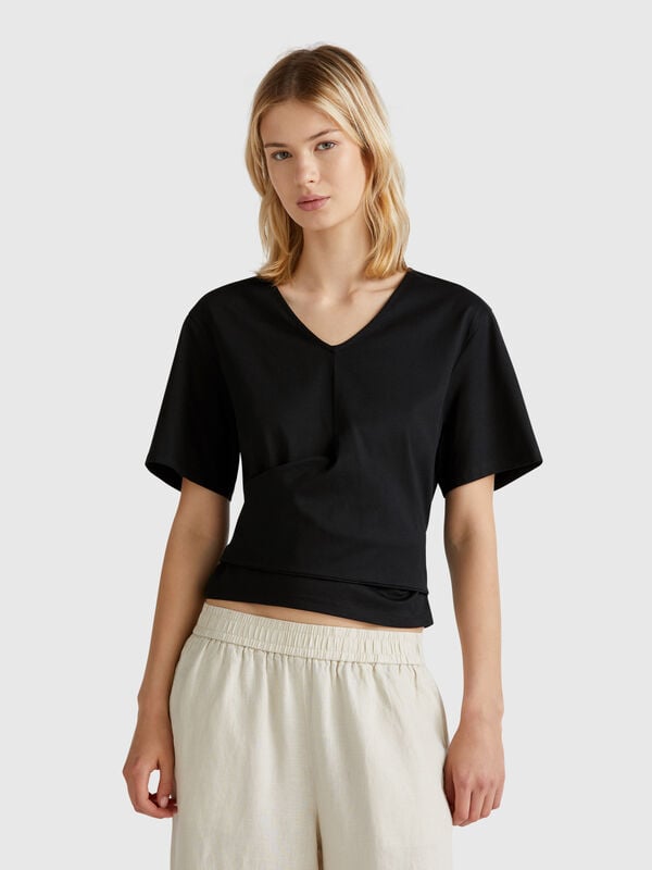 T-Shirt mit Knoten auf der Rückseite Damen
