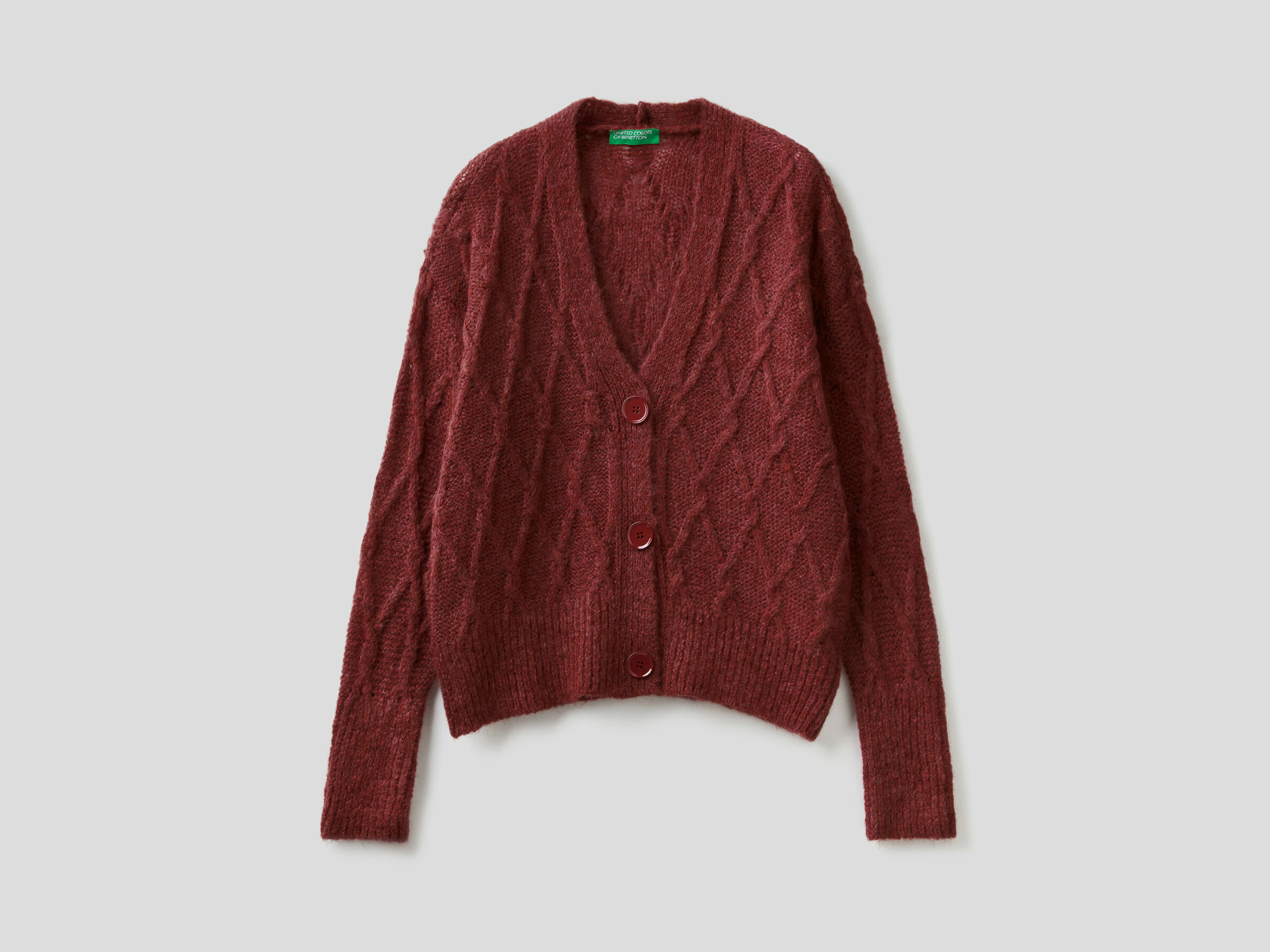 Strickjacke mit V-Ausschnitt und Spitzeneffekt image number 4