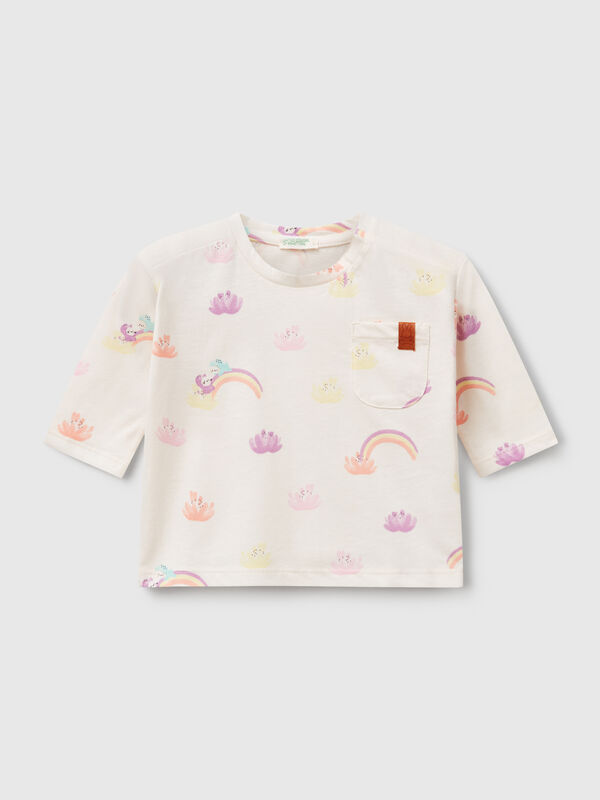 T-Shirt mit Regenbogenaufdruck Newborn