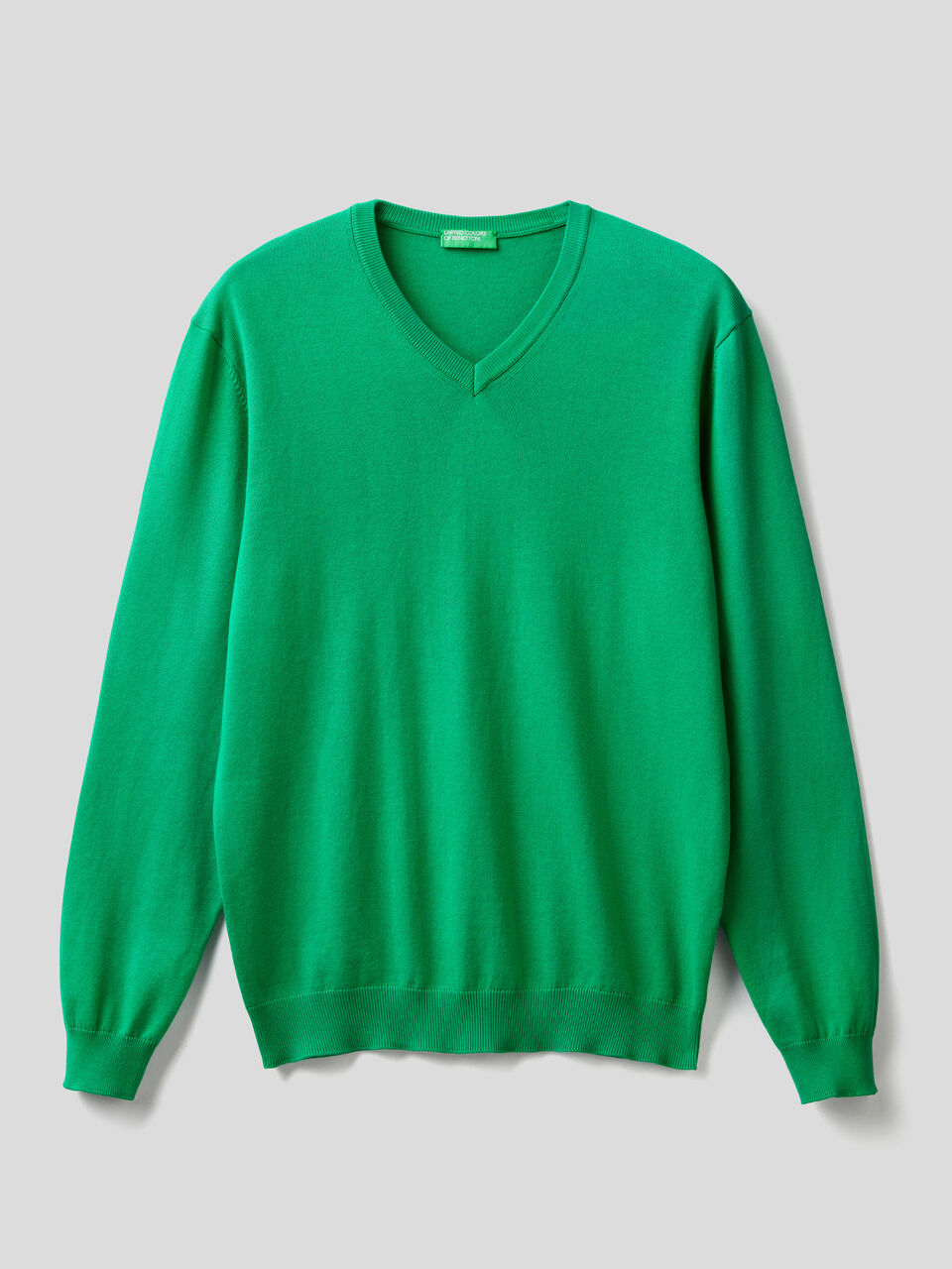 Pullover aus reiner Baumwolle mit V-Ausschnitt image number 1