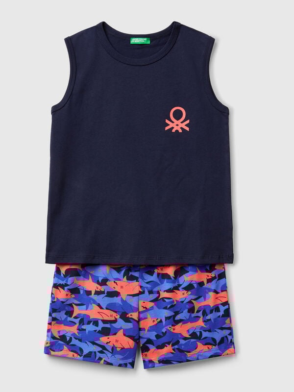 Pyjama mit Hai-Print Jungen
