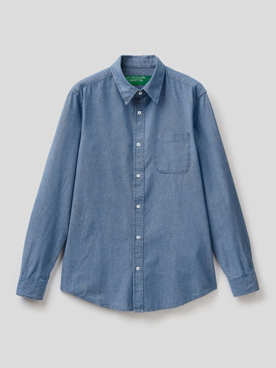 Slim-Fit-Hemd aus Chambray in 100% Baumwolle image number 1