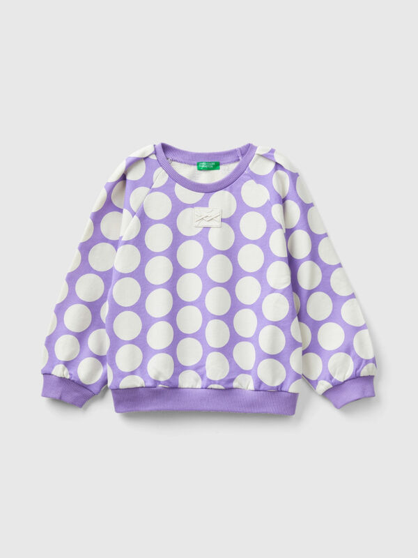 Sweatshirt in 100% Baumwolle mit Punktemuster