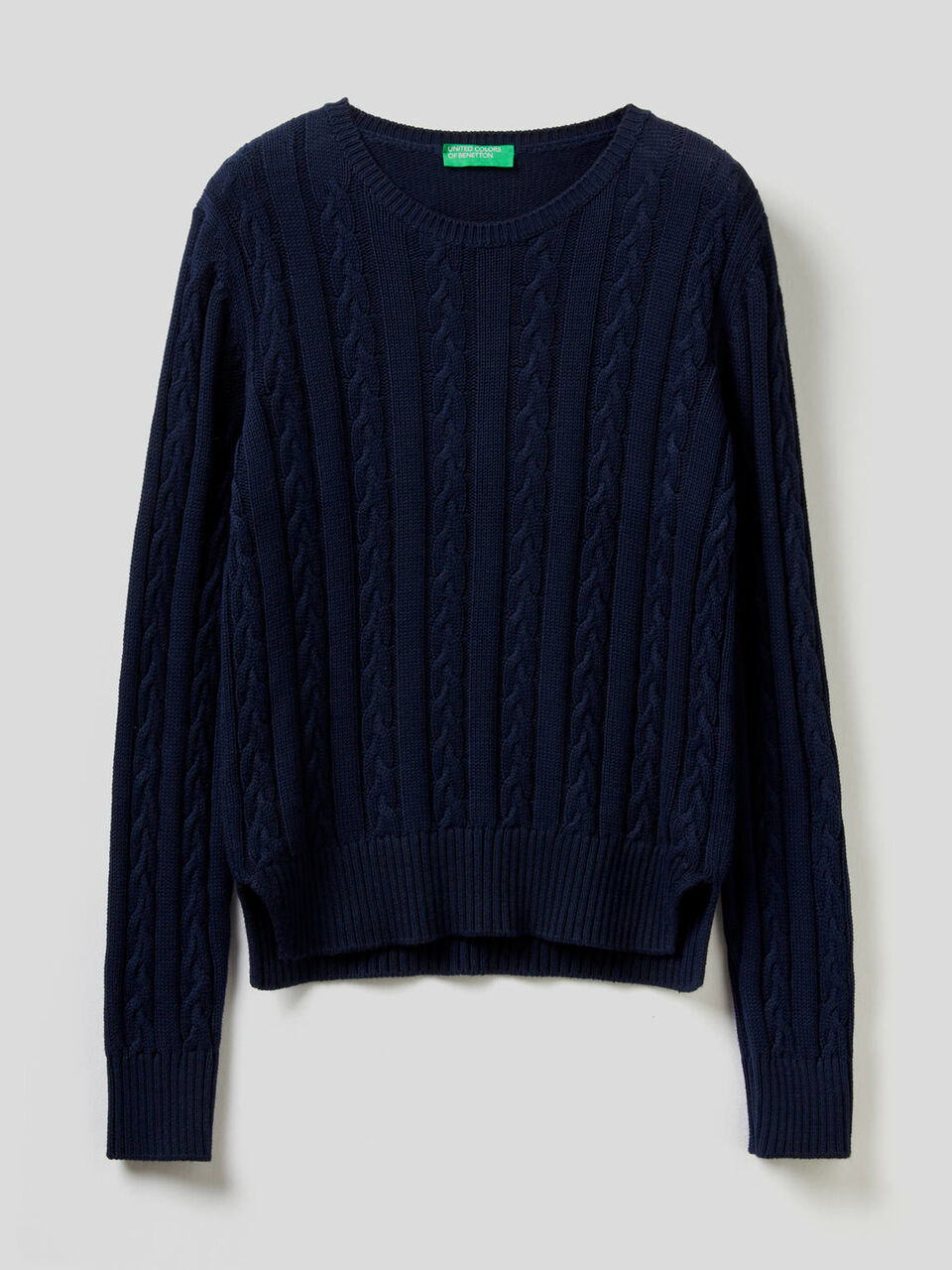 Pullover aus Baumwolle mit Verarbeitung im Flechtmuster image number 1