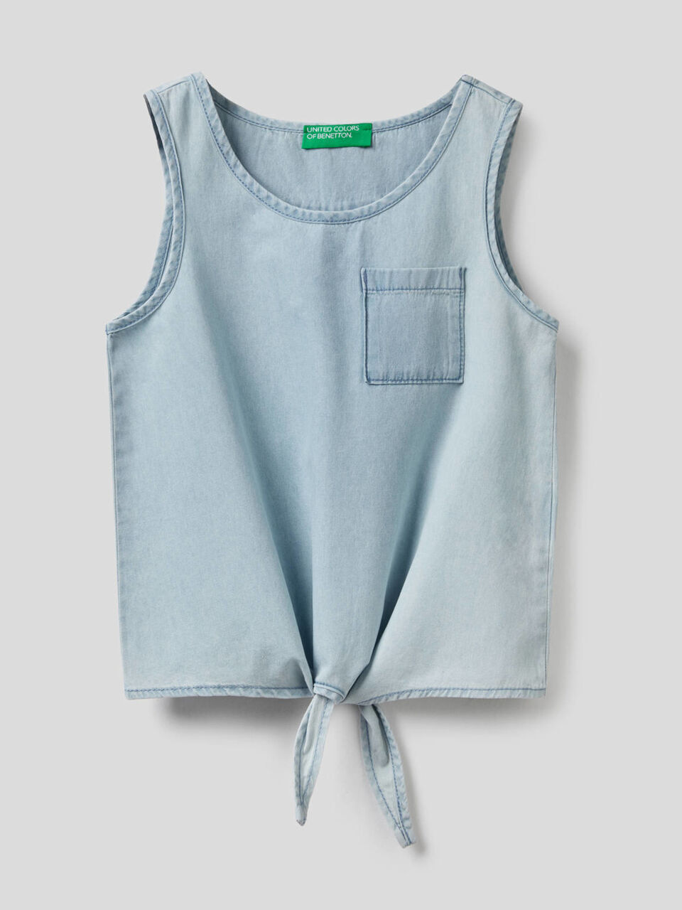 Ärmellose Bluse mit Knoten image number 1
