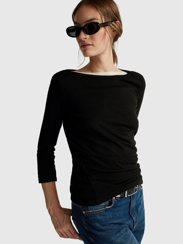 T-Shirt mit U-Boot-Ausschnitt T-Shirt mit U-Boot-Ausschnitt Damen