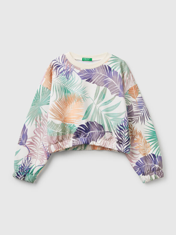 Sweatshirt mit tropischem Aufdruck Mädchen