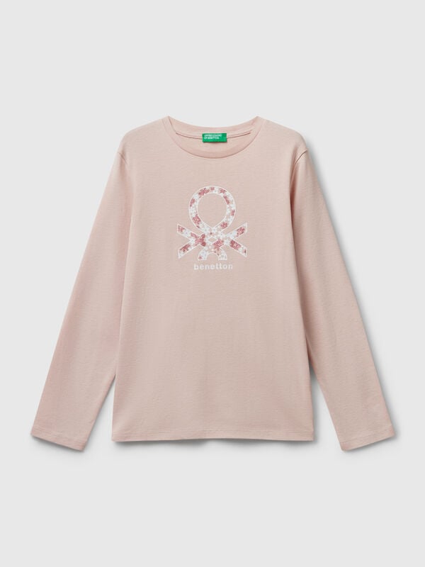 T-Shirt mit Glitzer-Print Mädchen