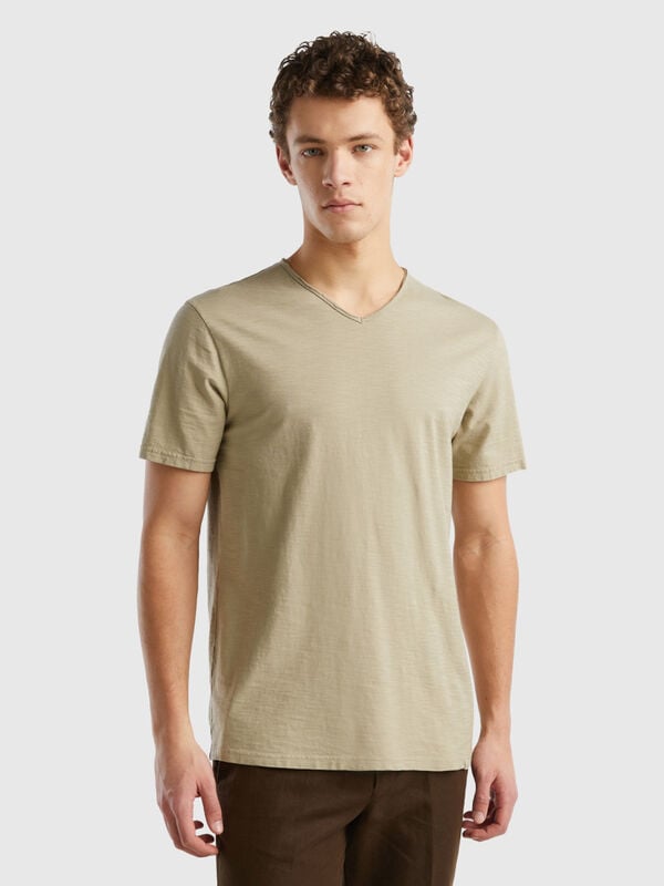 T-Shirt aus 100% Baumwolle mit V-Ausschnitt Herren