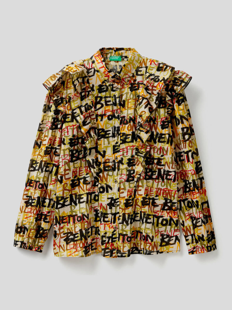 Bluse mit Print und Volants image number 1