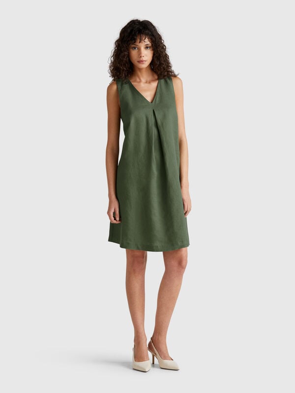 Ärmelloses Kleid aus reinem Leinen Damen