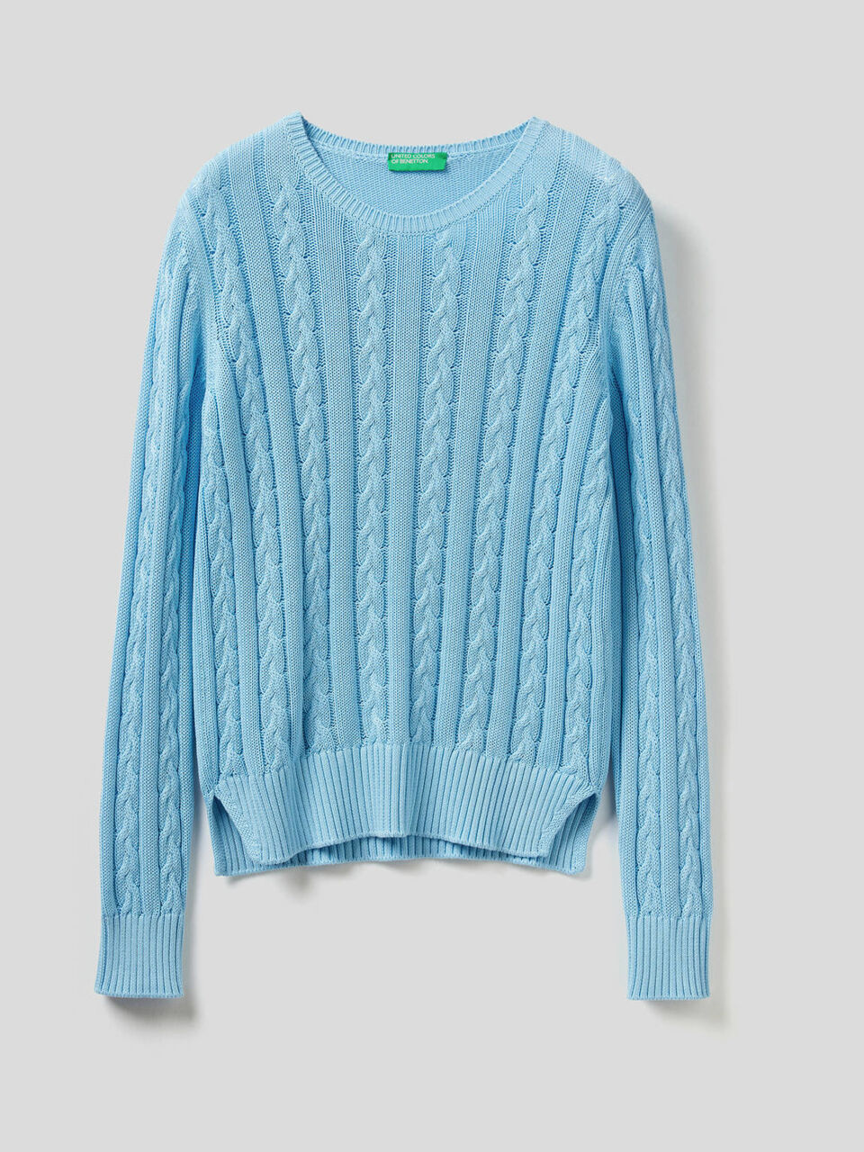 Pullover aus Baumwolle mit Verarbeitung im Flechtmuster image number 1