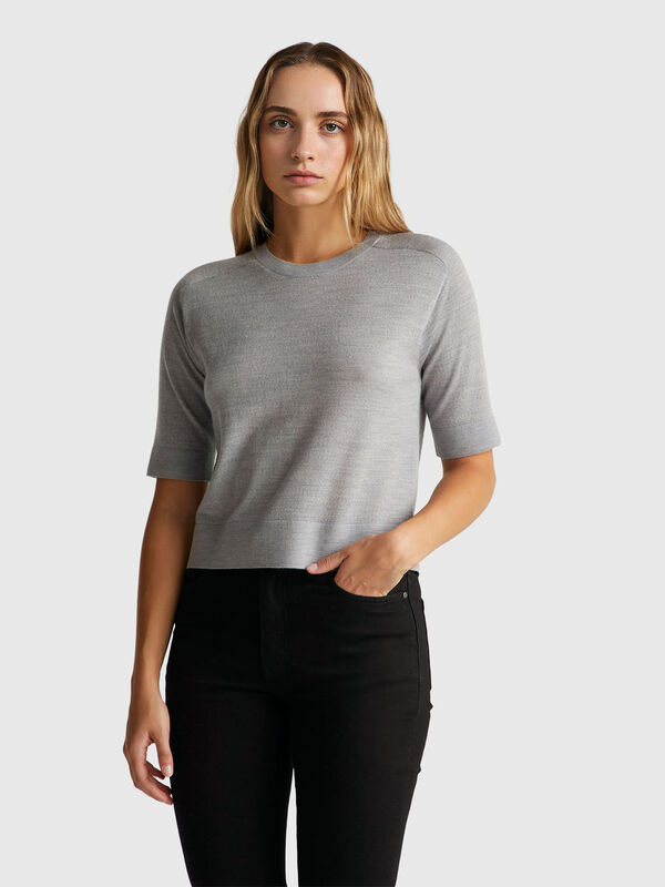 Kurzarmpullover aus reiner Merinowolle Kurzarmpullover aus reiner Merinowolle Damen