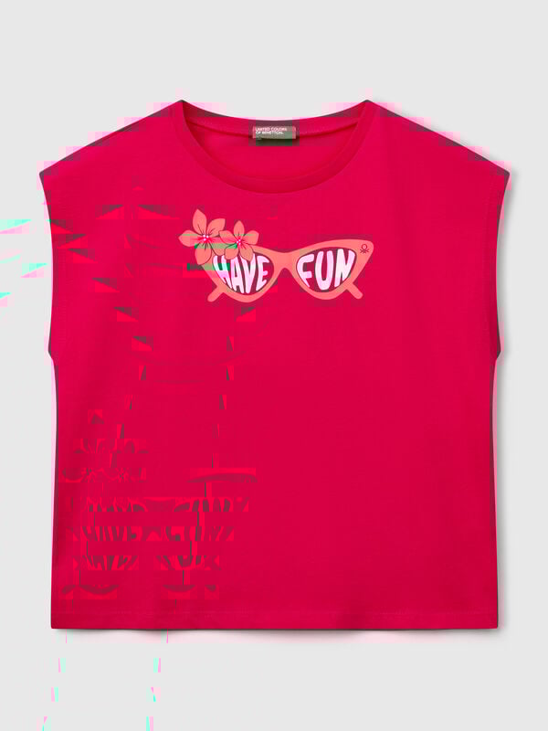 T-Shirt mit fluoreszierendem Aufdruck Mädchen