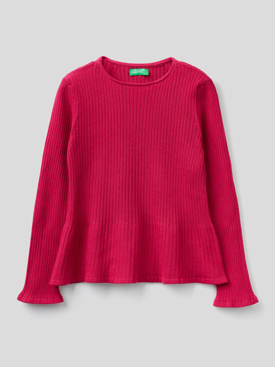 Gerippter Pullover mit ausgestelltem Saum unten image number 1