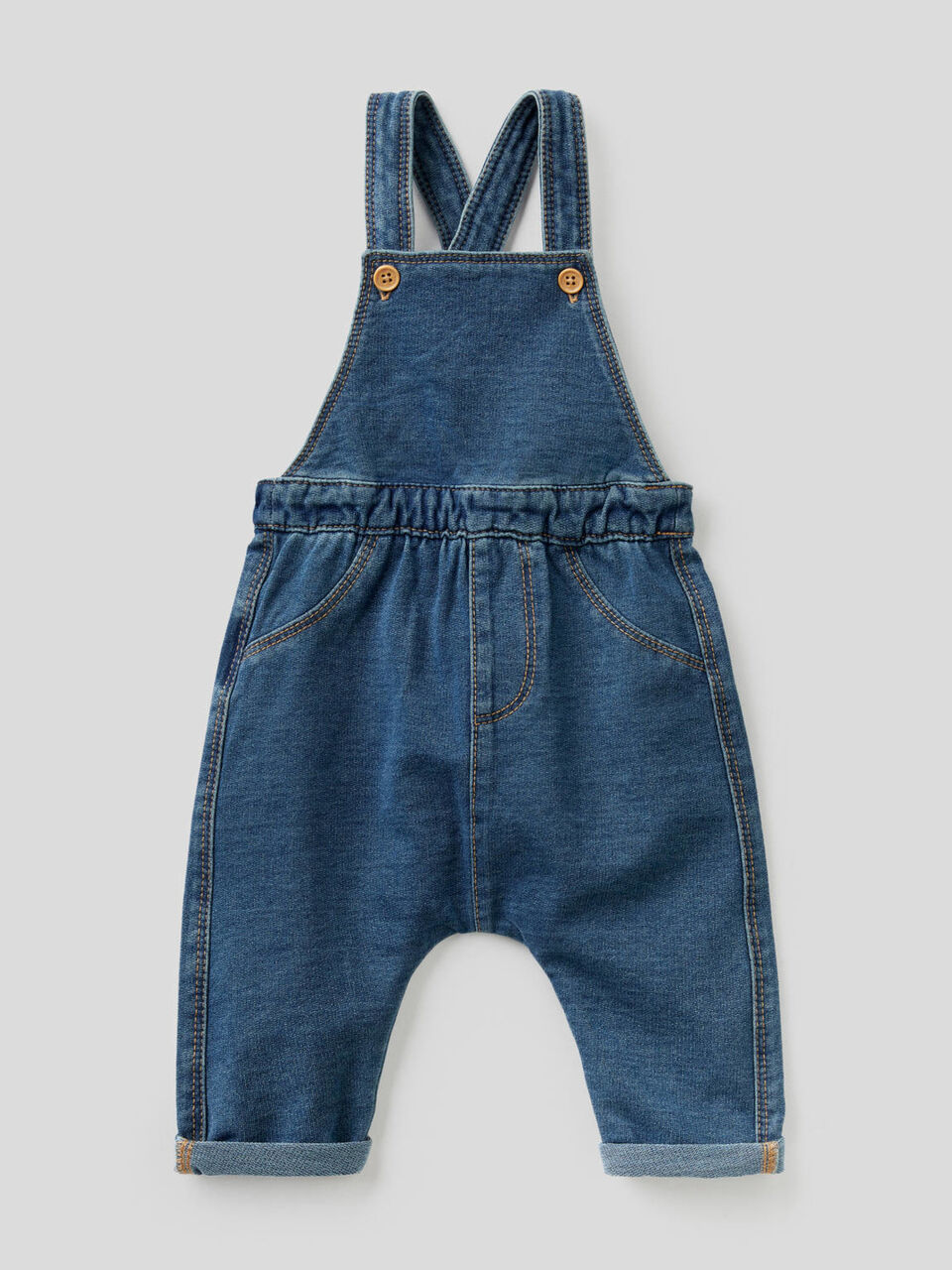 Latzhose aus stretchigem Sweatstoff mit Denim-Effekt image number 1