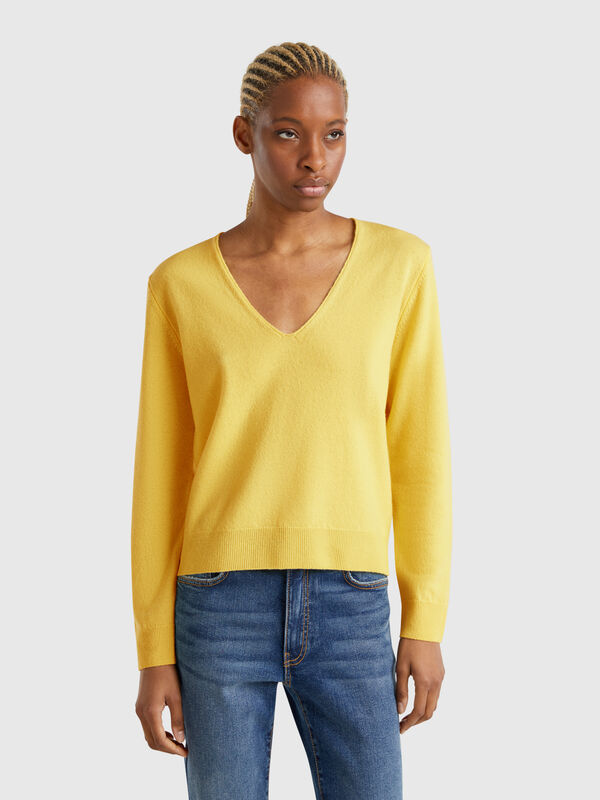Pullover mit V-Ausschnitt aus reiner Merinowolle Damen