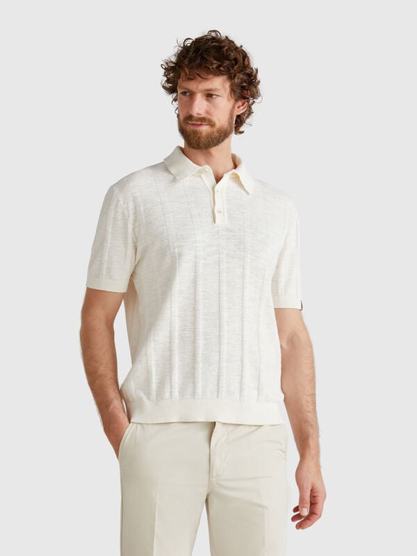 Gestricktes Poloshirt aus Leinenmischung Herren
