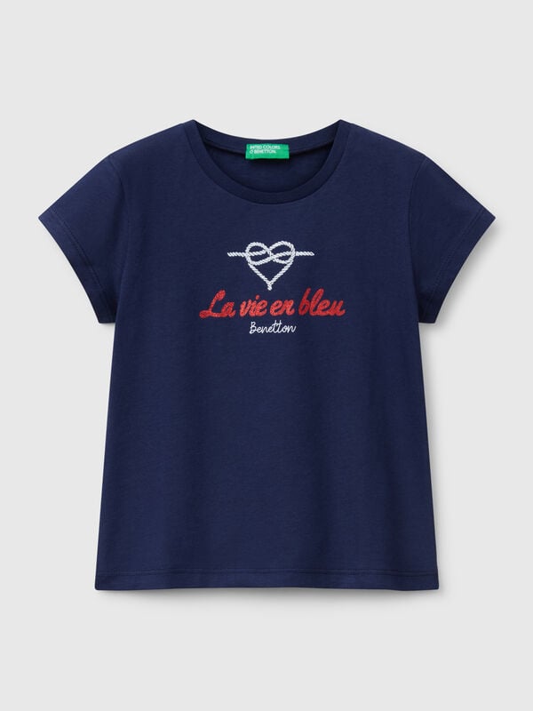 T-Shirt aus Baumwolle mit Glitzer Mädchen