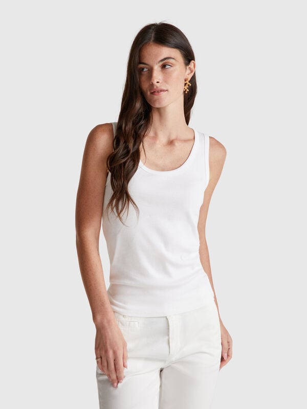 Weißes Tanktop aus reiner Baumwolle Damen