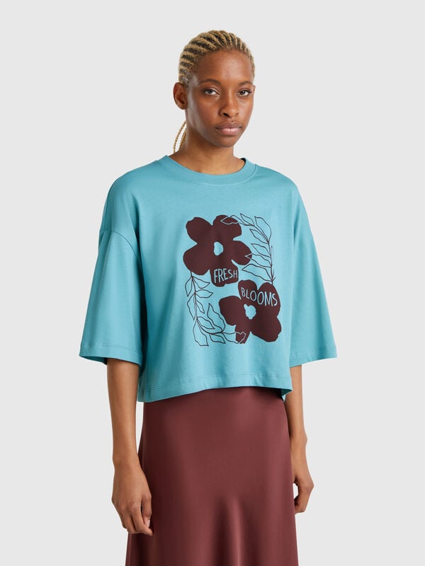 T-Shirt mit Blumendruck Damen