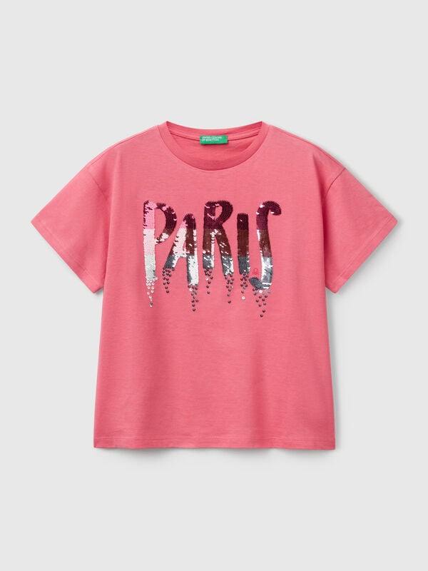 T-Shirt mit Aufdruck und Pailletten Mädchen