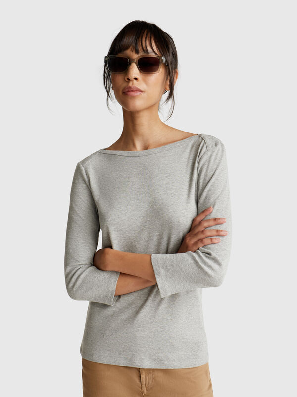T-Shirt mit U-Boot-Ausschnitt Damen