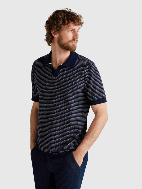 Melange-Poloshirt aus reiner Baumwolle Herren