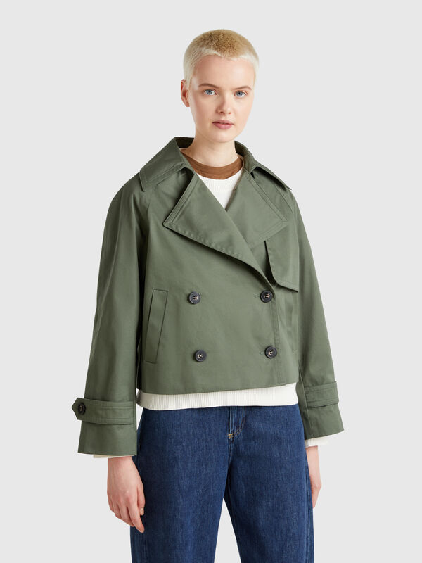 Zweireihiger, verkürzter Trenchcoat Damen