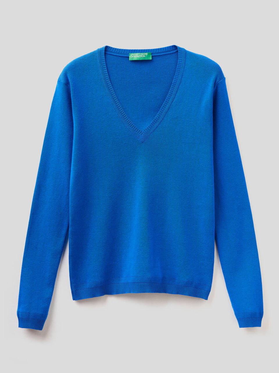 Pullover aus reiner Baumwolle mit V-Ausschnitt image number 1